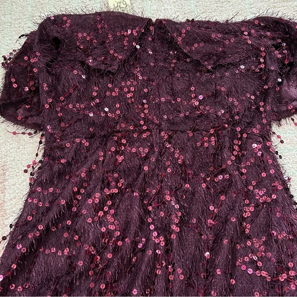 NWT Southern Fried Chics Plum Sequin Mini Dress Size XL Runs small Fits 8/10 - Picture 10 of 11